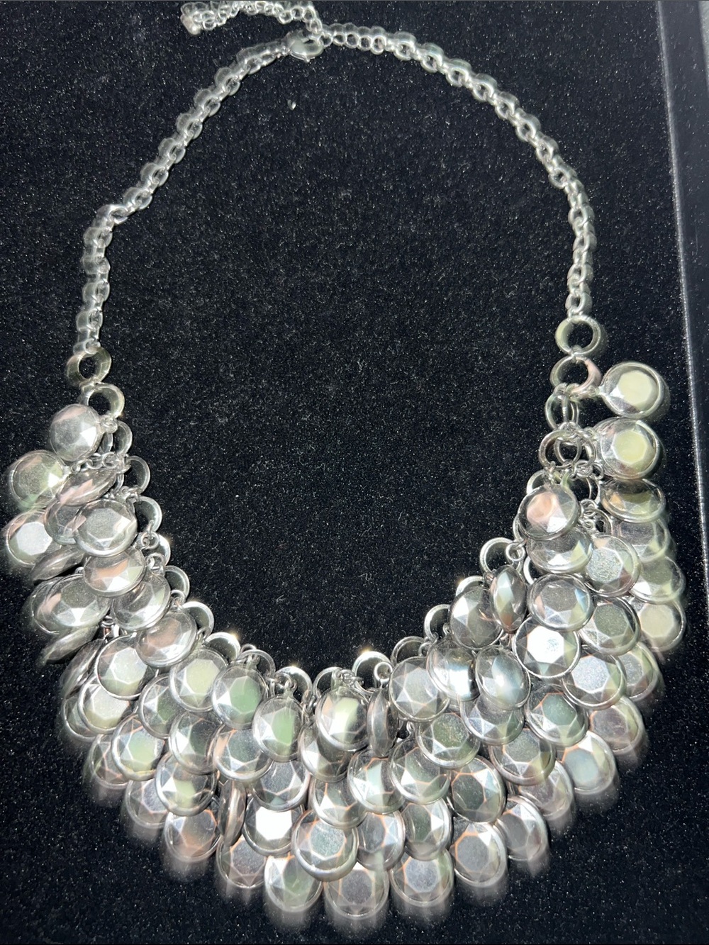 Silver Statement Cluster Disc Necklace - Women Jewelry